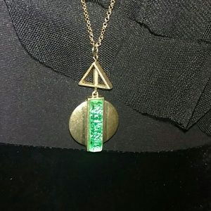 🆕 Long golden chain triangle, circular pendant